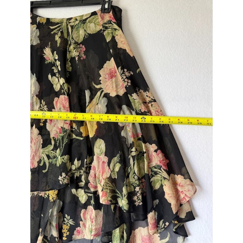 Lauren Ralph Lauren Skirt Women 10P  Floral Chiffon Layered Asymmetrical Hem - Picture 7 of 13